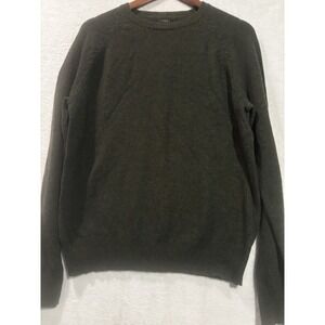 J. Crew Lambs Wool Sweater Men's Large‎ Pullover Green Slim Long Sleeve